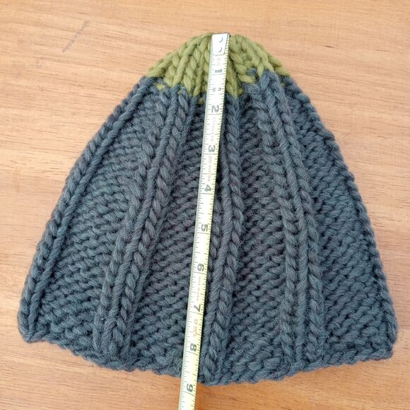 Men’s Chunky Wool Sailor Beanie Hand-Knit Rib Dock Worker Skully Cap Army Green - Picture 8 of 10